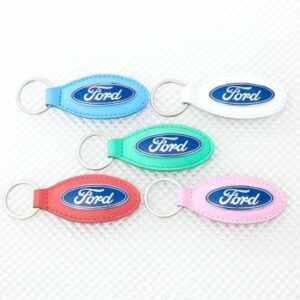 Real Leather Key Ring with Ford Blue Oval