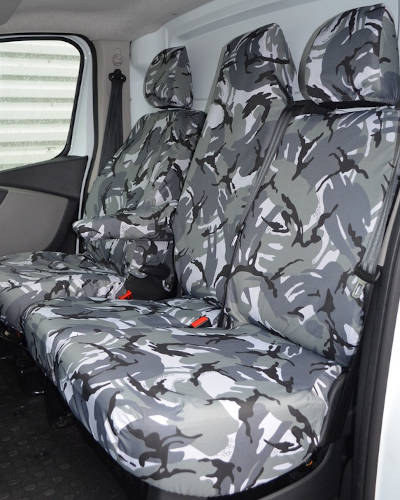 01 on GREY HEAVY DUTY VAN SEAT COVERS SINGLE DRIVERS AND DOUBLE PASSENGERS SEAT COVERS SET Renault Trafic 