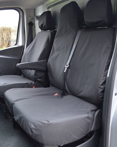 RENAULT TRAFIC SPORT BUSINESS PLUS 2019 TAILORED FRONT SEAT COVERS BLACK 147 