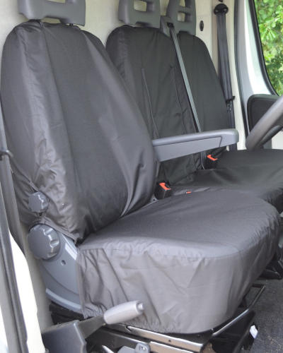 thumbnail image 2 of Black Nylon Waterproof Seat Covers For Fiat Ducato – Full Set (Brand New) 2 of 6