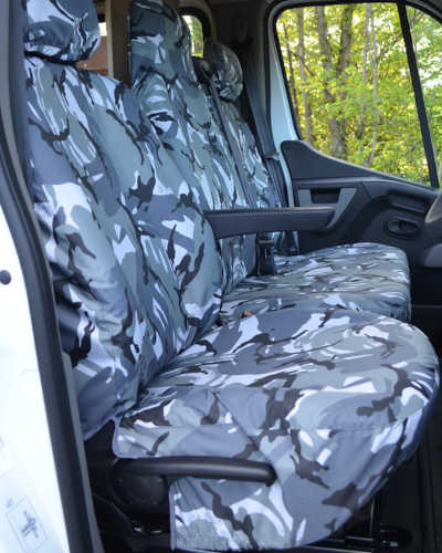 Extra Heavy Duty Grey Camo Van Seat Covers (2+1) For Renault Master & Traffic – Waterproof, TEE AUTOCARE