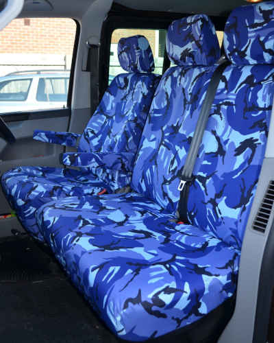 VW Transporter T6 Blue Camo Seat Covers