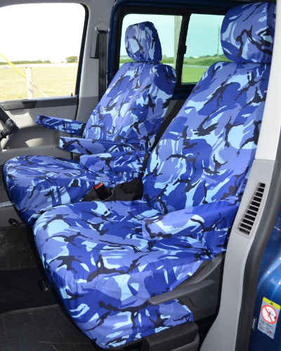 VW Transporter T6 Single Seat Covers - Blue Camo