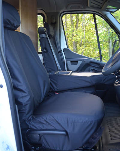 UK Custom Covers Tailored Waterproof Front Seat Covers For Nissan NV400 Van 2021 – Black 600 Denier